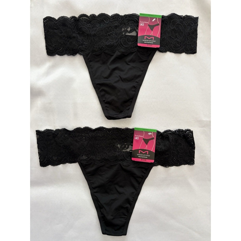 NEW Maidenform Luxurious Lace Thong DMESLT 2 Pair Maidenform Thong Size Large